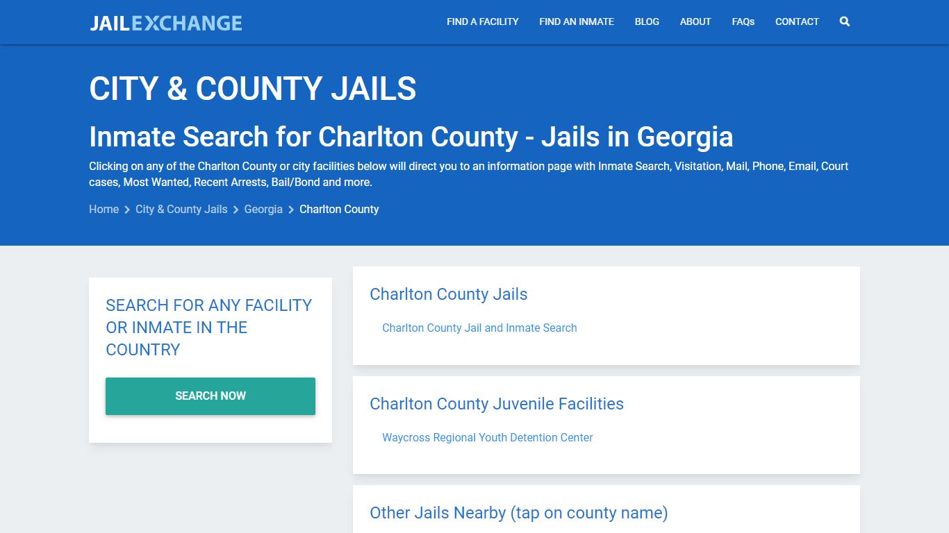 Inmate Search for Charlton County | Jails in Georgia - Jail Exchange